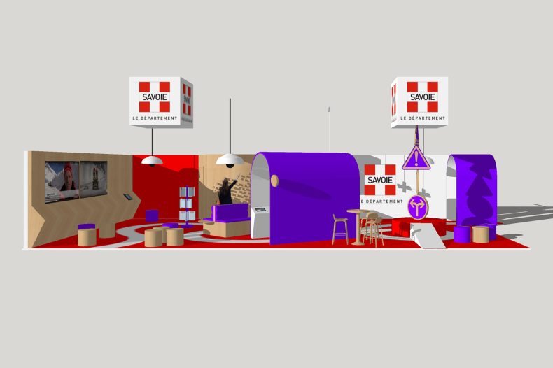 Scénographie et design de stand Foire Savoie